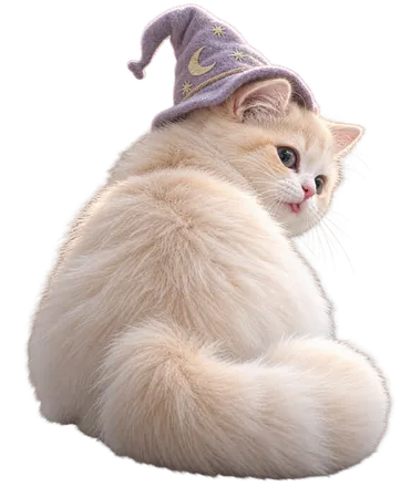 Blep wearing a wizard hat